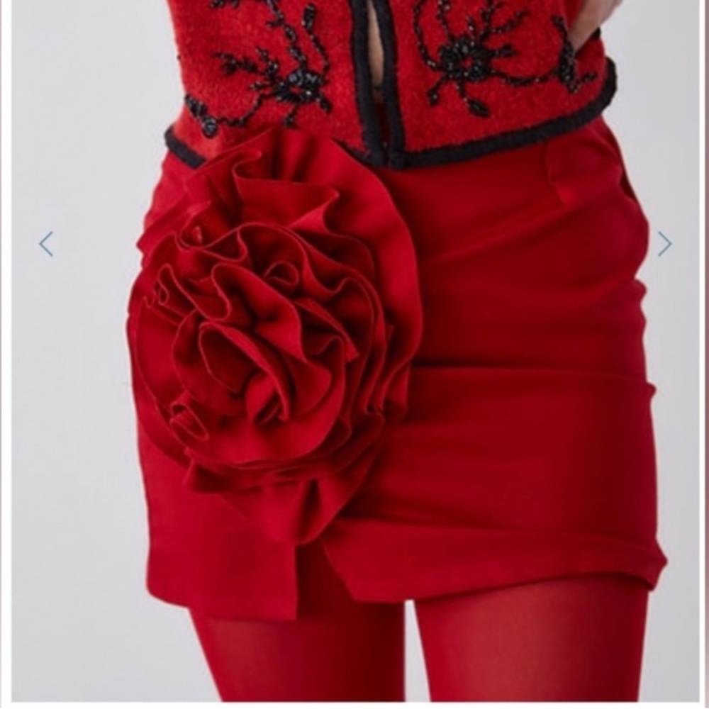 Free People x Tach Fabrizia Wool Blend Flower Rosette Mini Skirt size large NEW